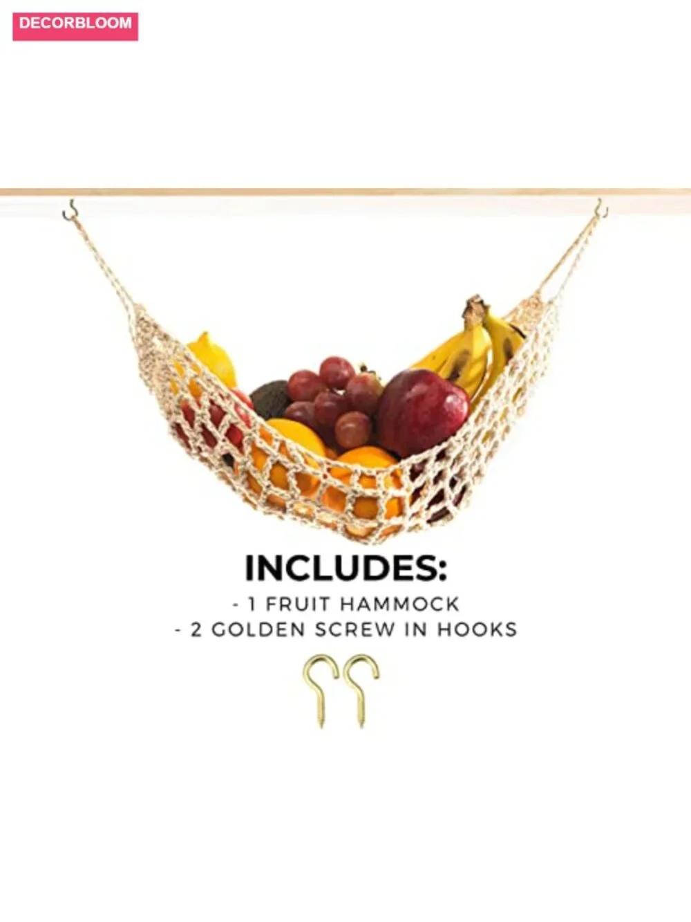 Macrame Fruit Hammock - Handwoven Cotton Produce Storage for Kitchen Counter